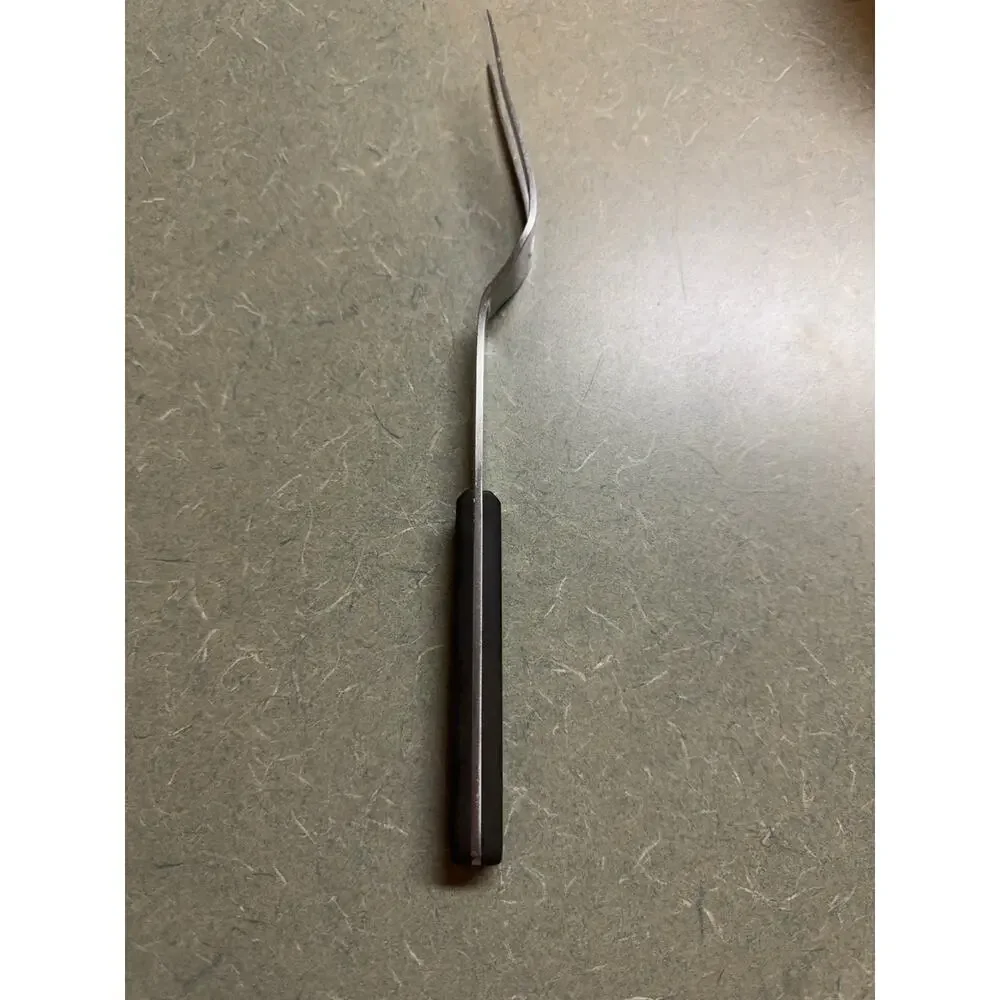 Flint Stainless Steel Carving Meat Fork Black Handle USA Vintage 11.5 Inch
